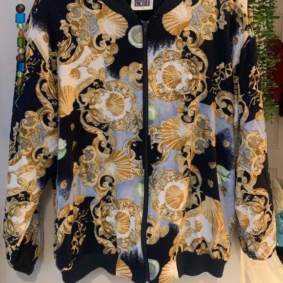 Encore Jackets & Blazers - Vintage 80s Collarless Nautical Seashell Theme Bomber Jacket